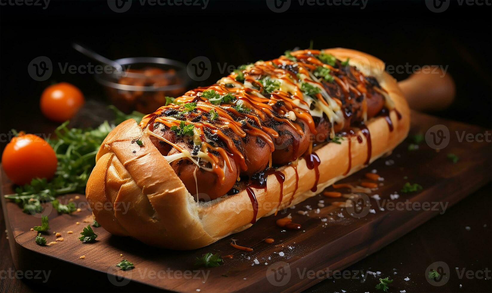 a scrumptious grilled hotdog. AI Generated photo