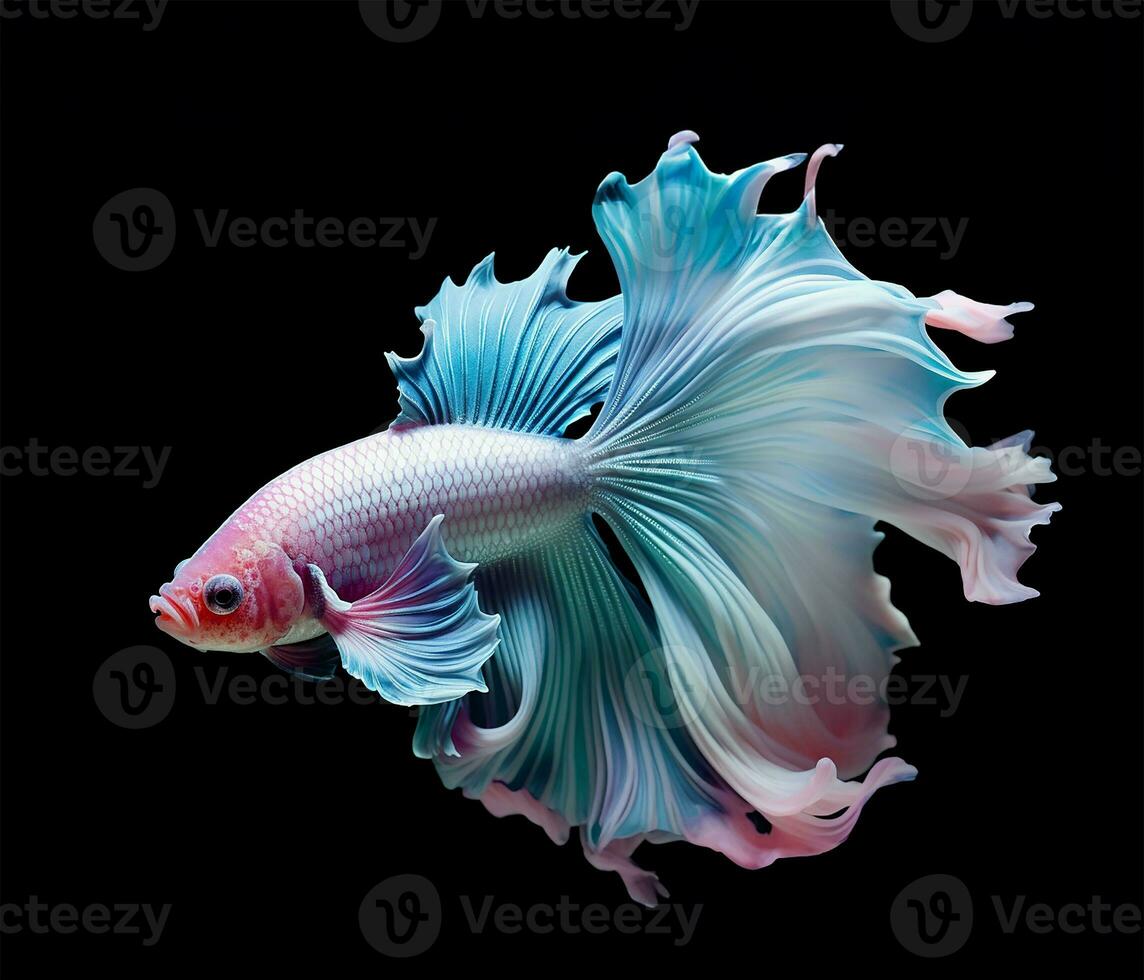 striking Siamese fighting fish, its tail and fins resembling intricate flower petals. AI Generated photo