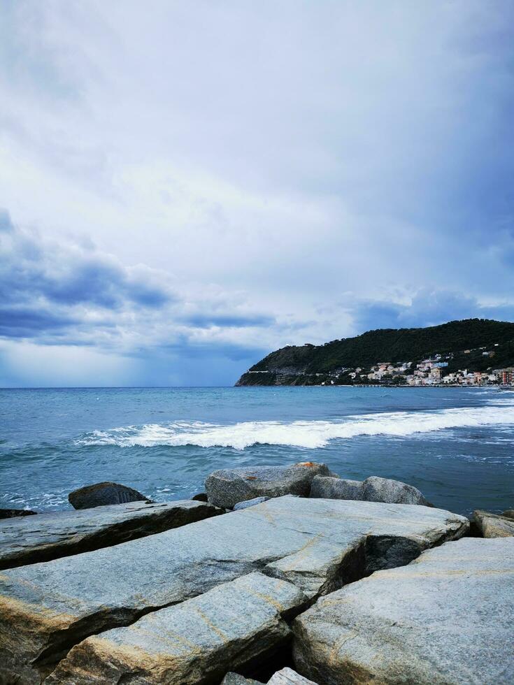 Photo of the breathtaking view of the ocean from a rocky shore