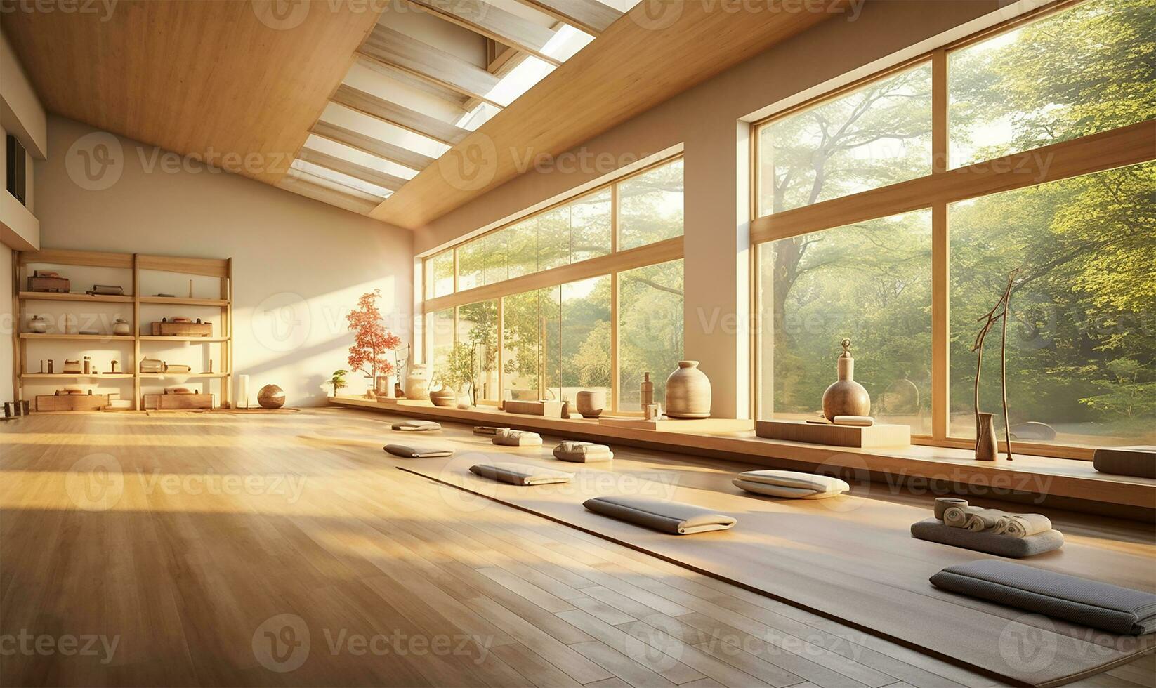 A tranquil yoga gym. AI Generated photo