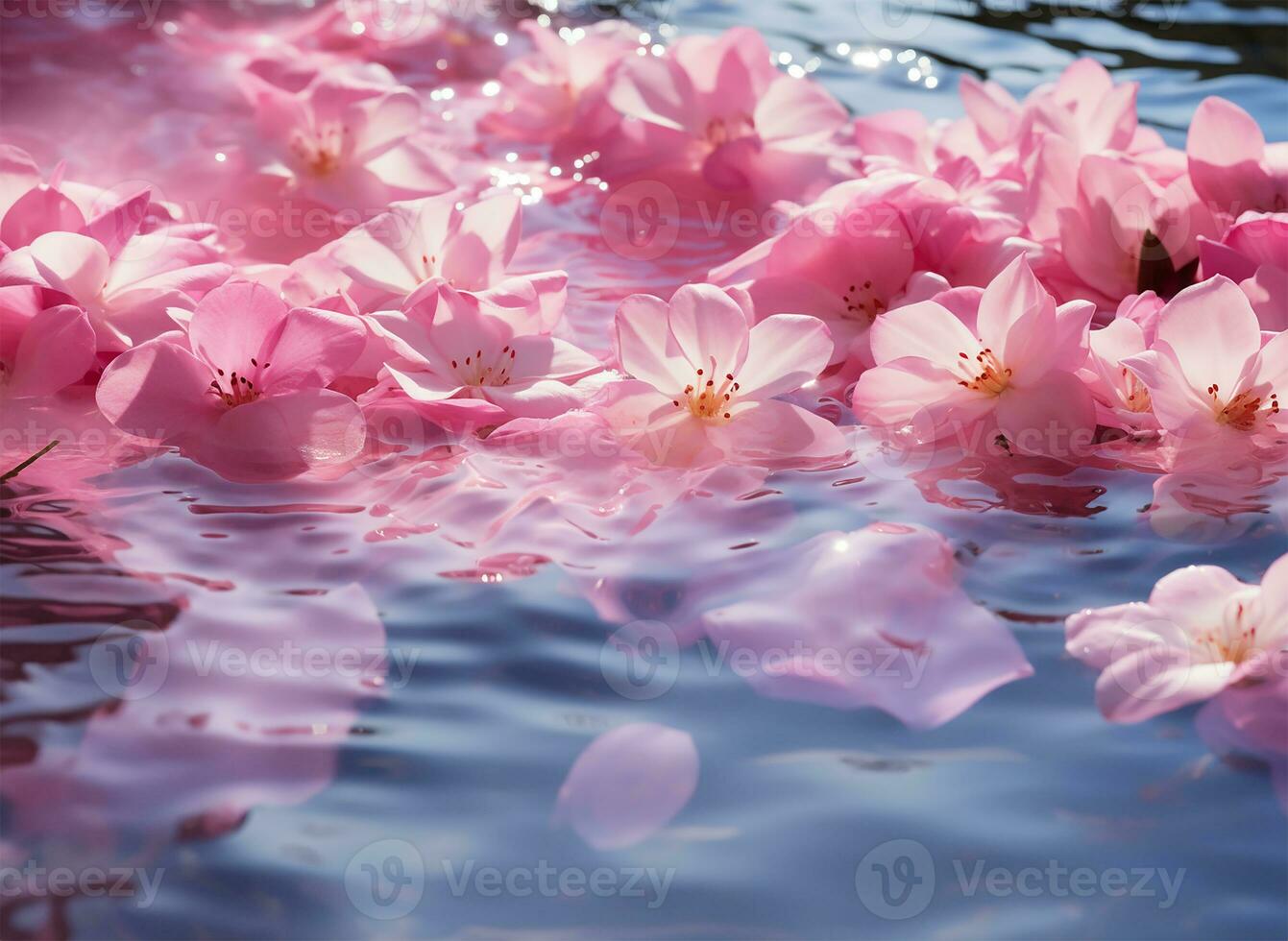 A top-down view capturing the mesmerizing ripples and movements of pink-tinted water. AI Generated photo
