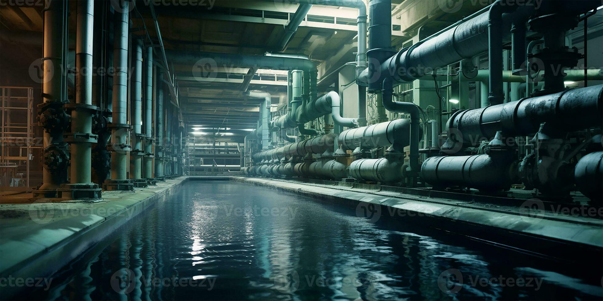 industrial wastewater treatment plant in the process of purifying water before it is discharged. AI Generated photo