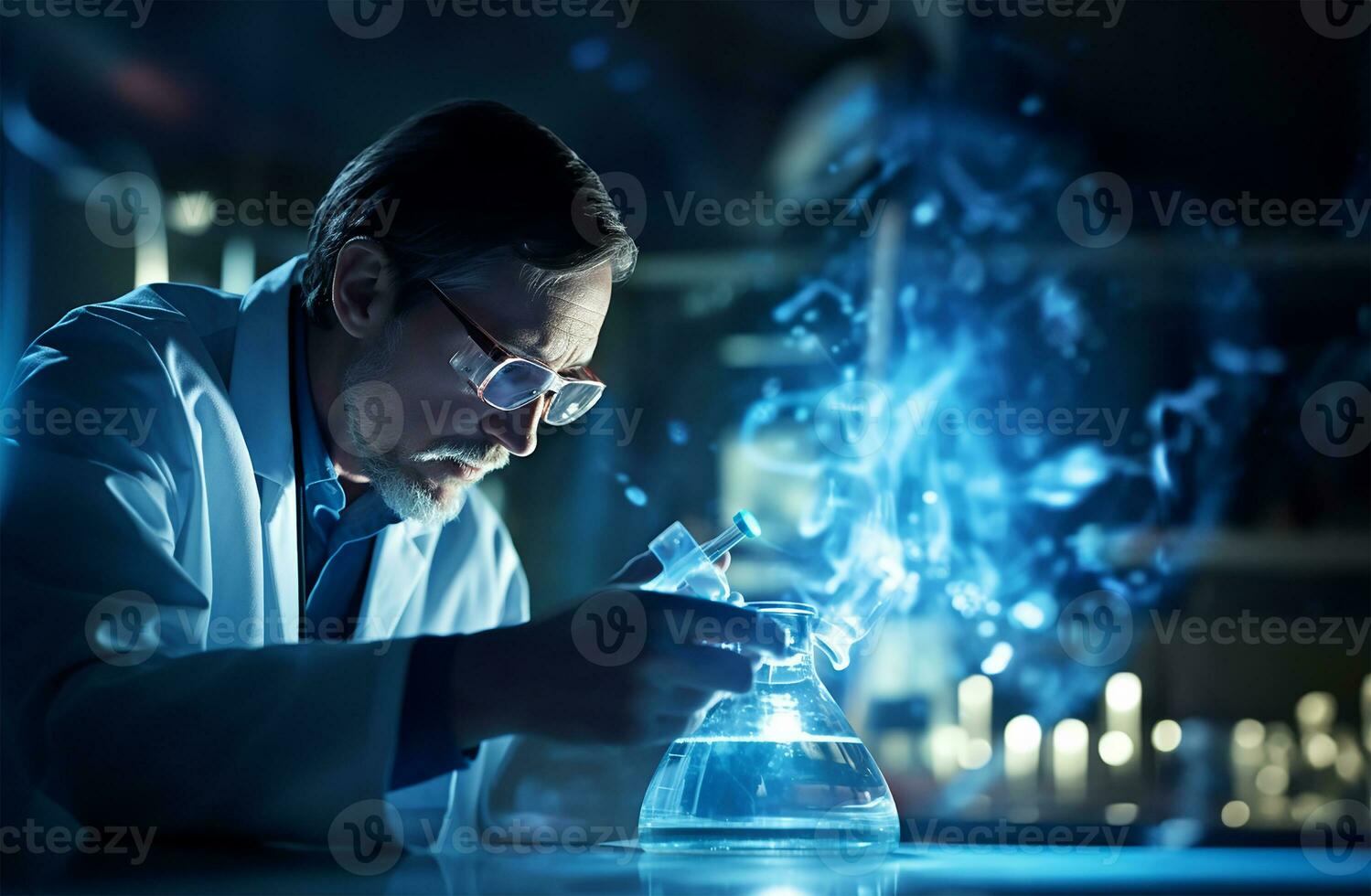 Closeup of a scientist in a laboratory. AI Generated photo