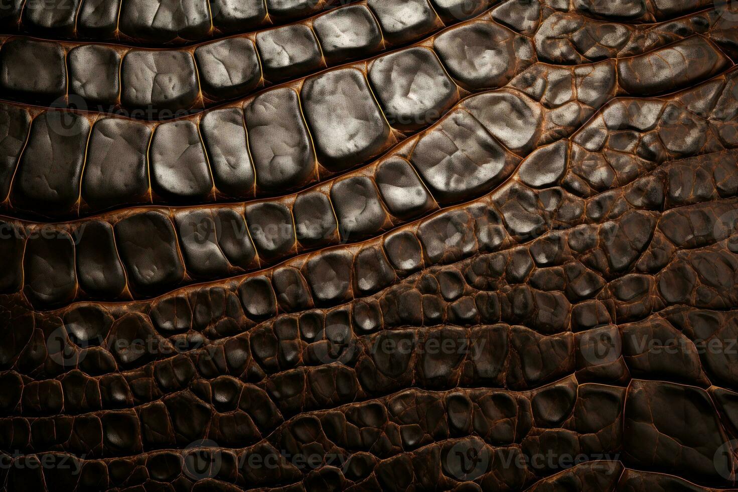 detallado textura de cocodrilo o serpiente piel. marrón reptil escamas. macro. caimán, cobra, pitón cuero. grande escamas. mundo de salvaje naturaleza. hermoso, caro, Rico antecedentes. ai generado foto