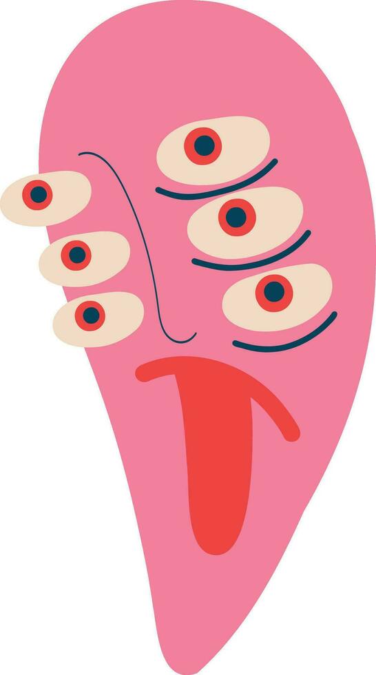 Funny bizarre alien with tree eyes. Illustration in a modern childish hand-drawn style vector