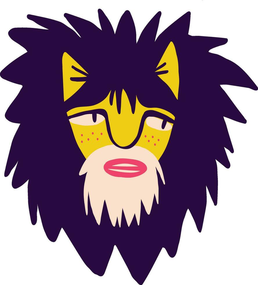 Fancy clockwork face from a lion. Illustration in modern childish hand drawn style vector