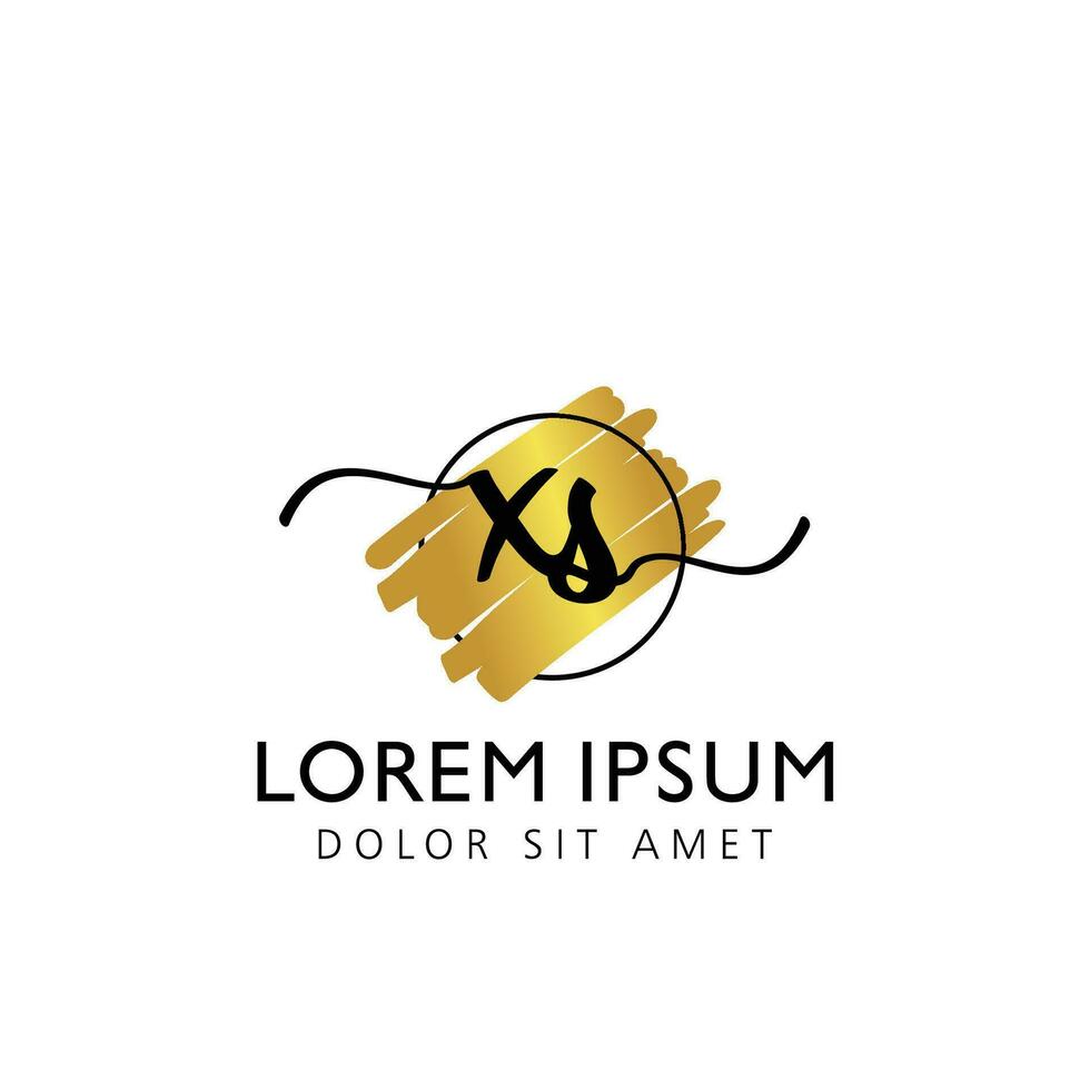 XS Initial Handwriting gold Brush Template Design vector