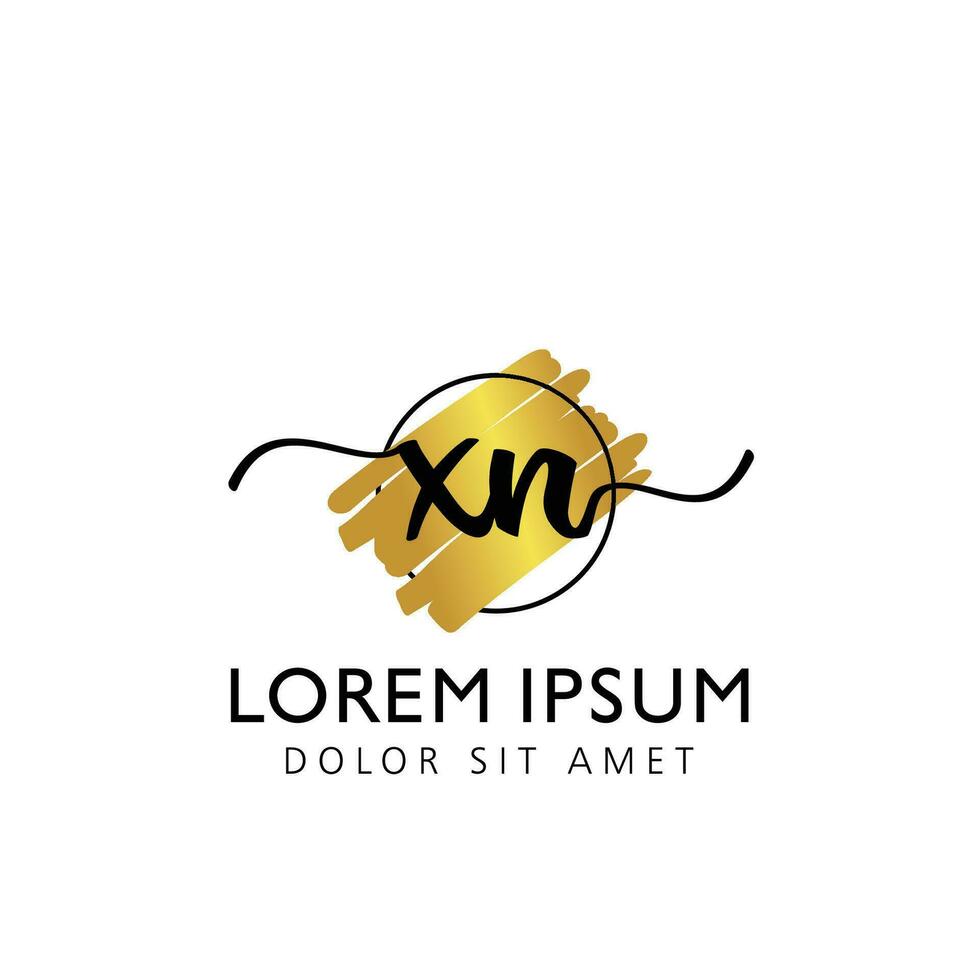 XN Initial Handwriting gold Brush Template Design vector