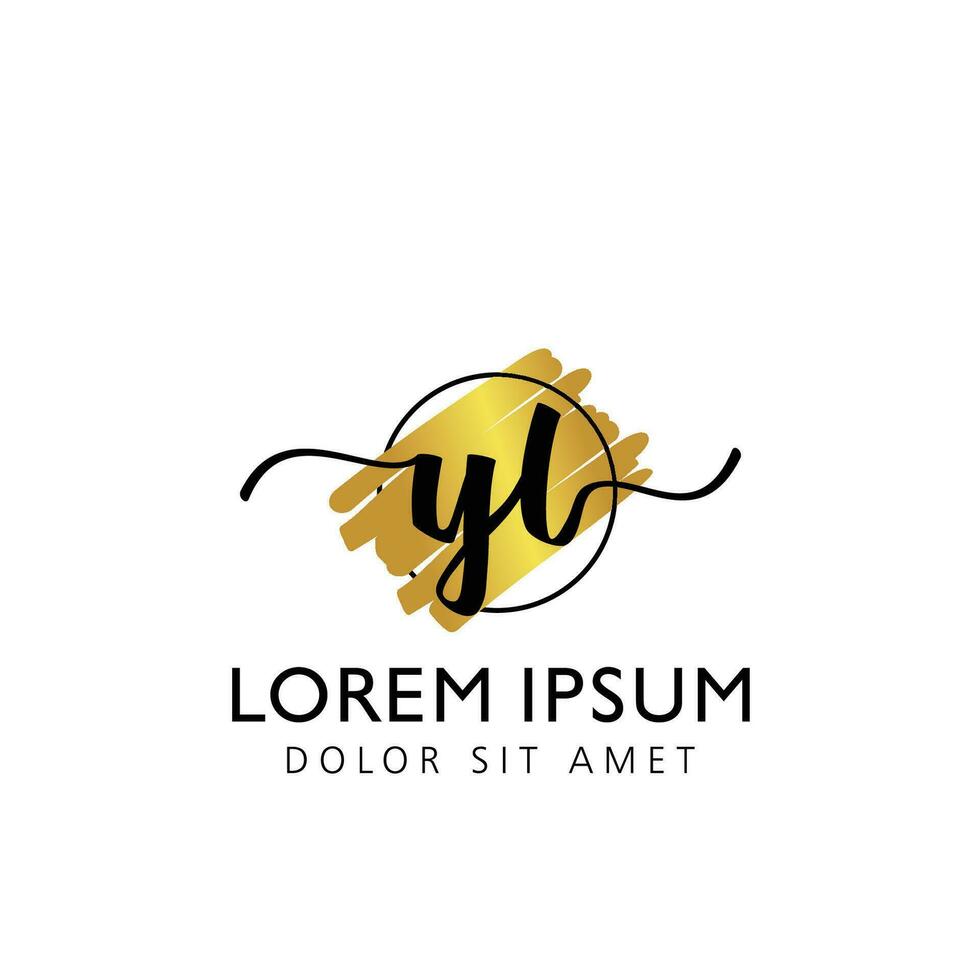 YL Initial Handwriting gold Brush Template Design vector