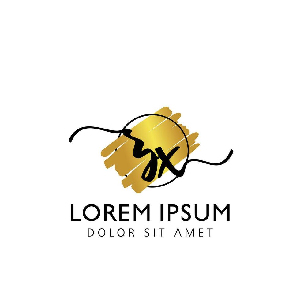 ZX Initial Handwriting gold Brush Template Design vector