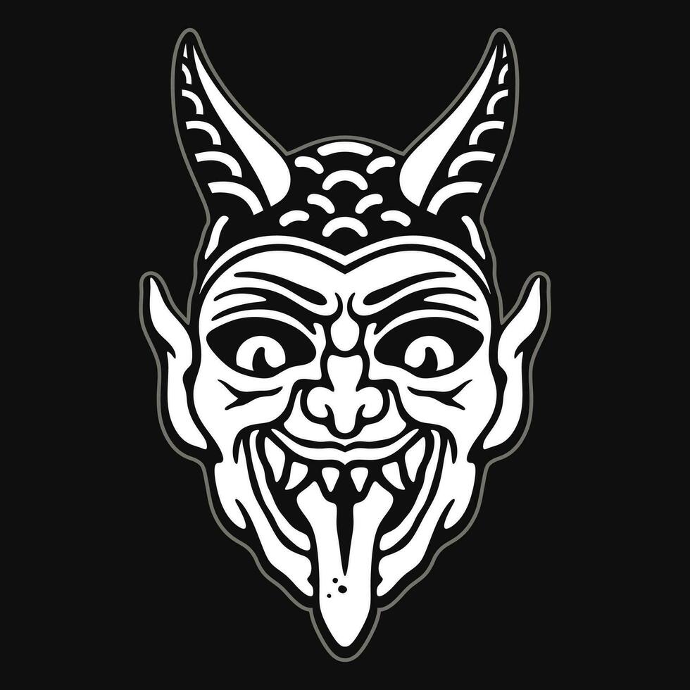 old school demon tattoo vector design