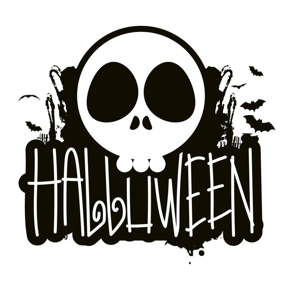 header text Halloween silhouette design vector