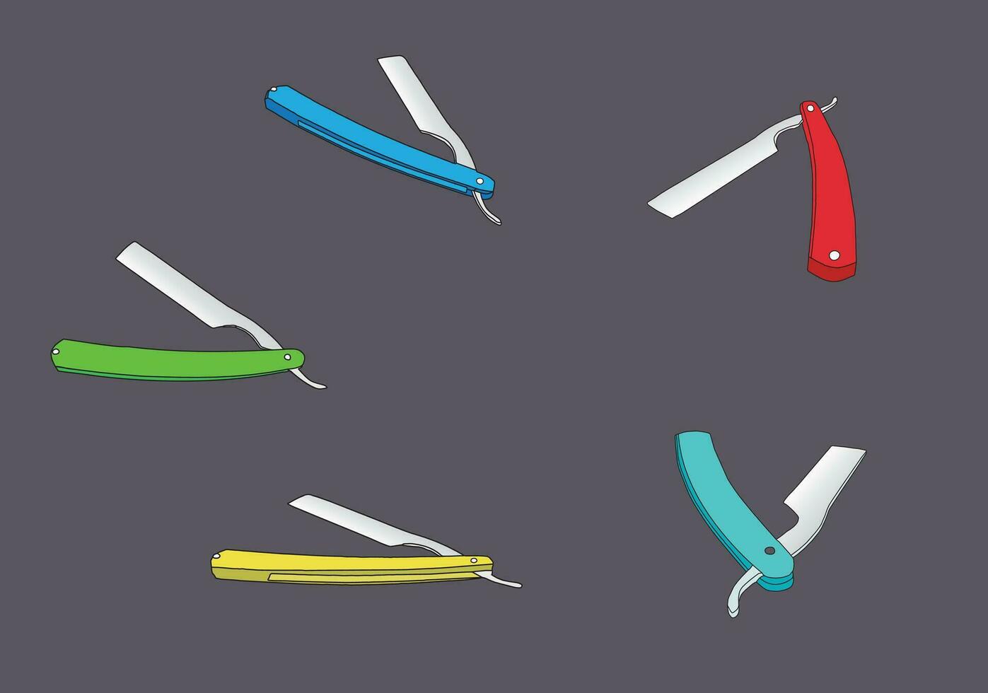 Straight Razor in Various angles vector