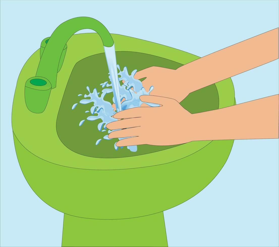 Washing hand in the sink vector