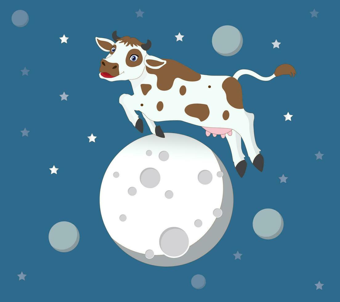 Cow Jumping Over the Moon vector