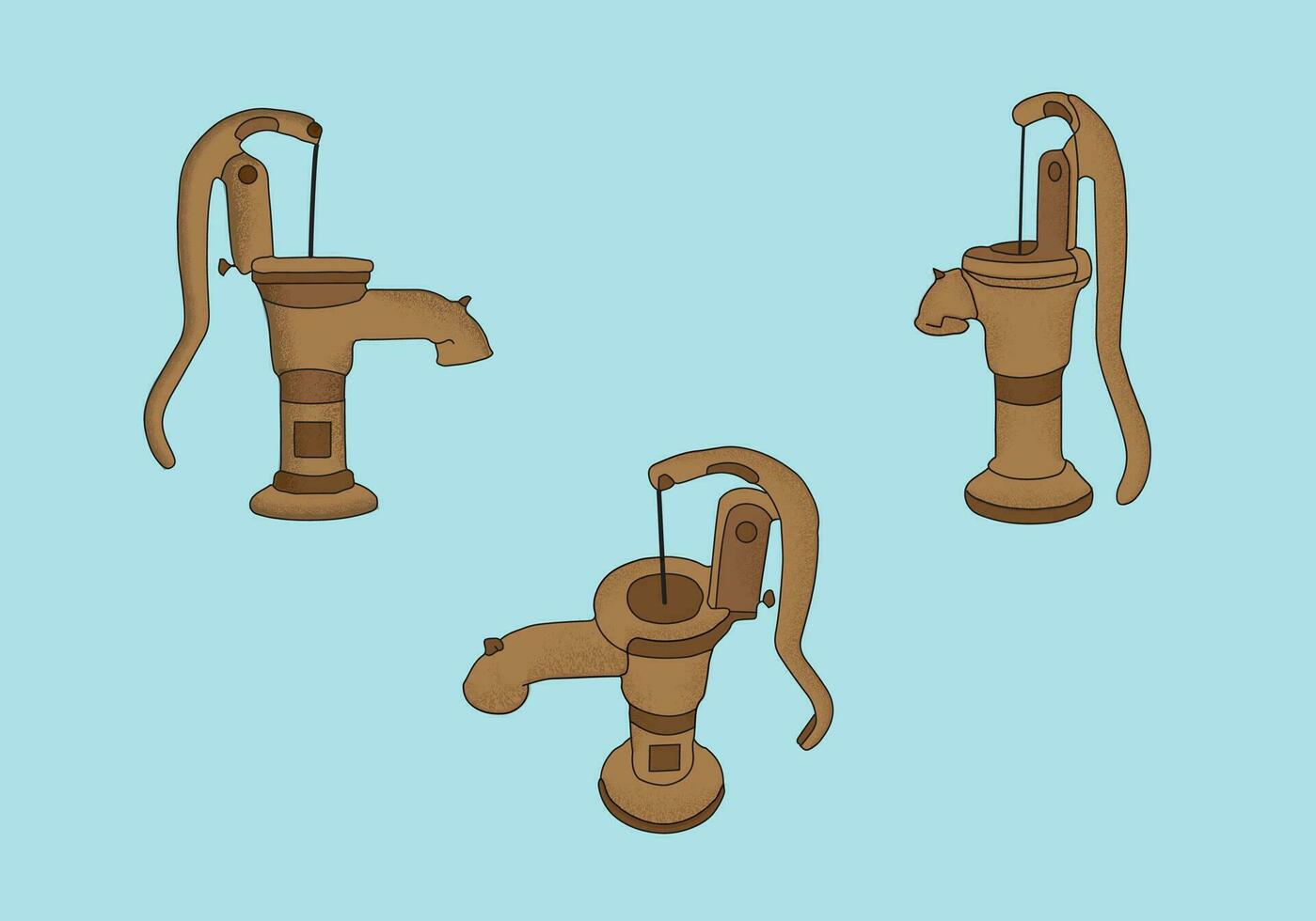 vintage hand pump various angles vector