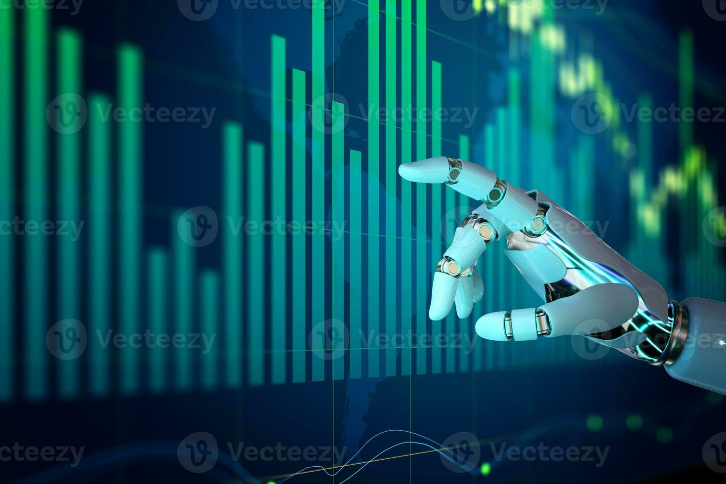 Investment and trading on stock market with Artificial Intelligence concept. photo