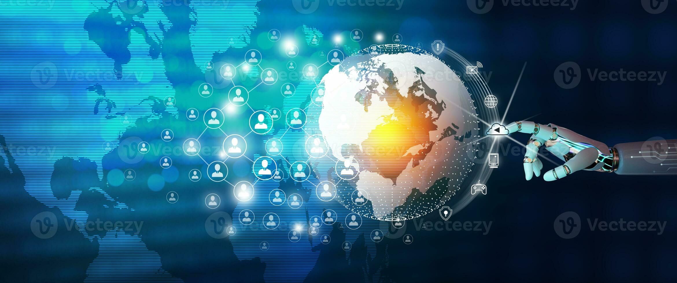 New global business connection with Artificial Intelligence concept. photo