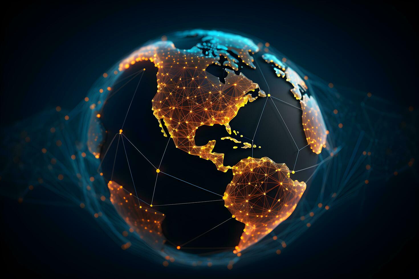 Global network connection. Generative Ai. photo