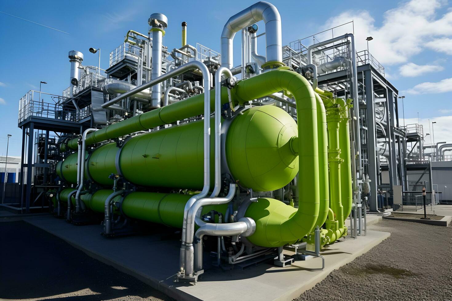 Green Hydrogen renewable energy production pipeline ai generated photo