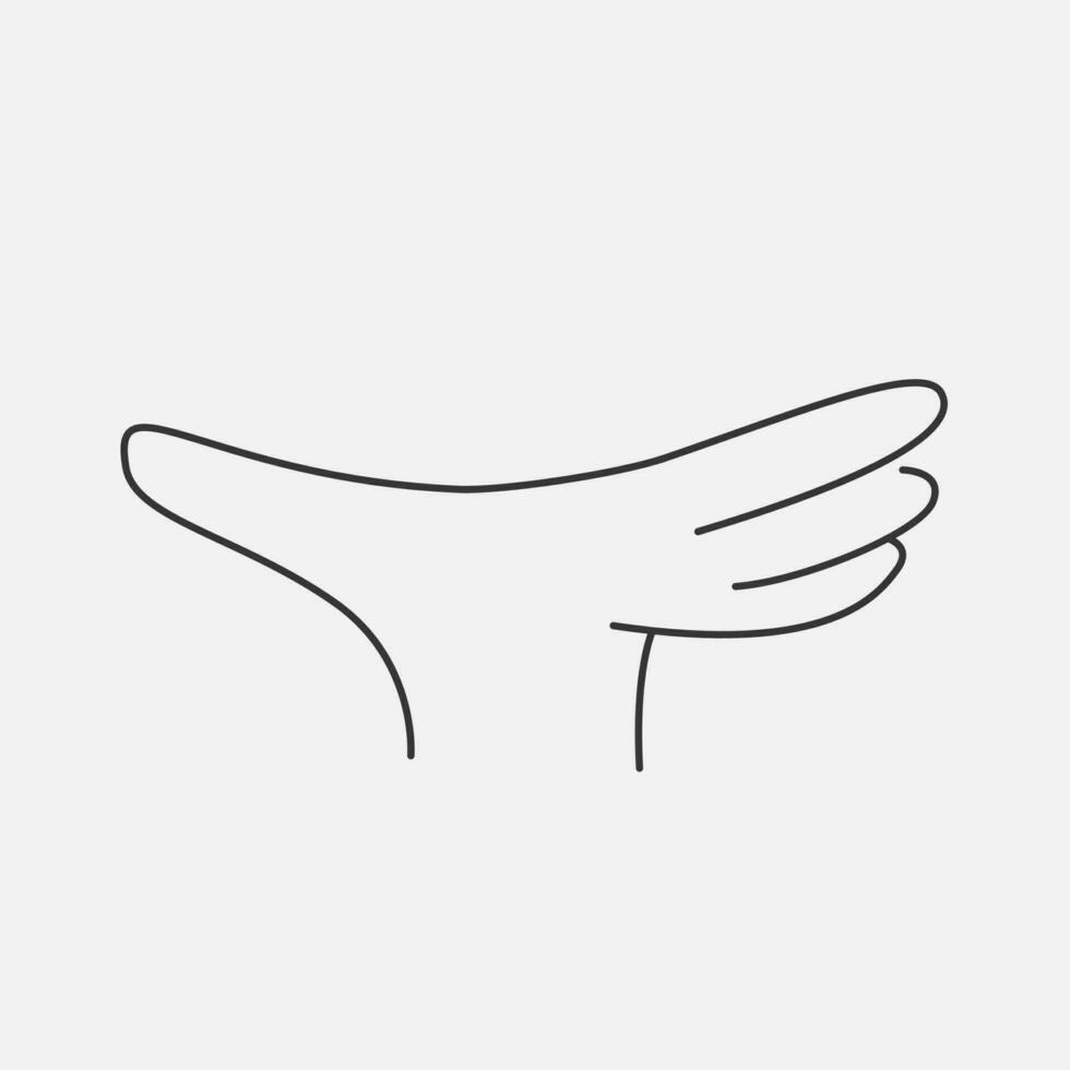 Open hand giving or receiving line illustration. Sketch hand gesture cartoon style. Vector