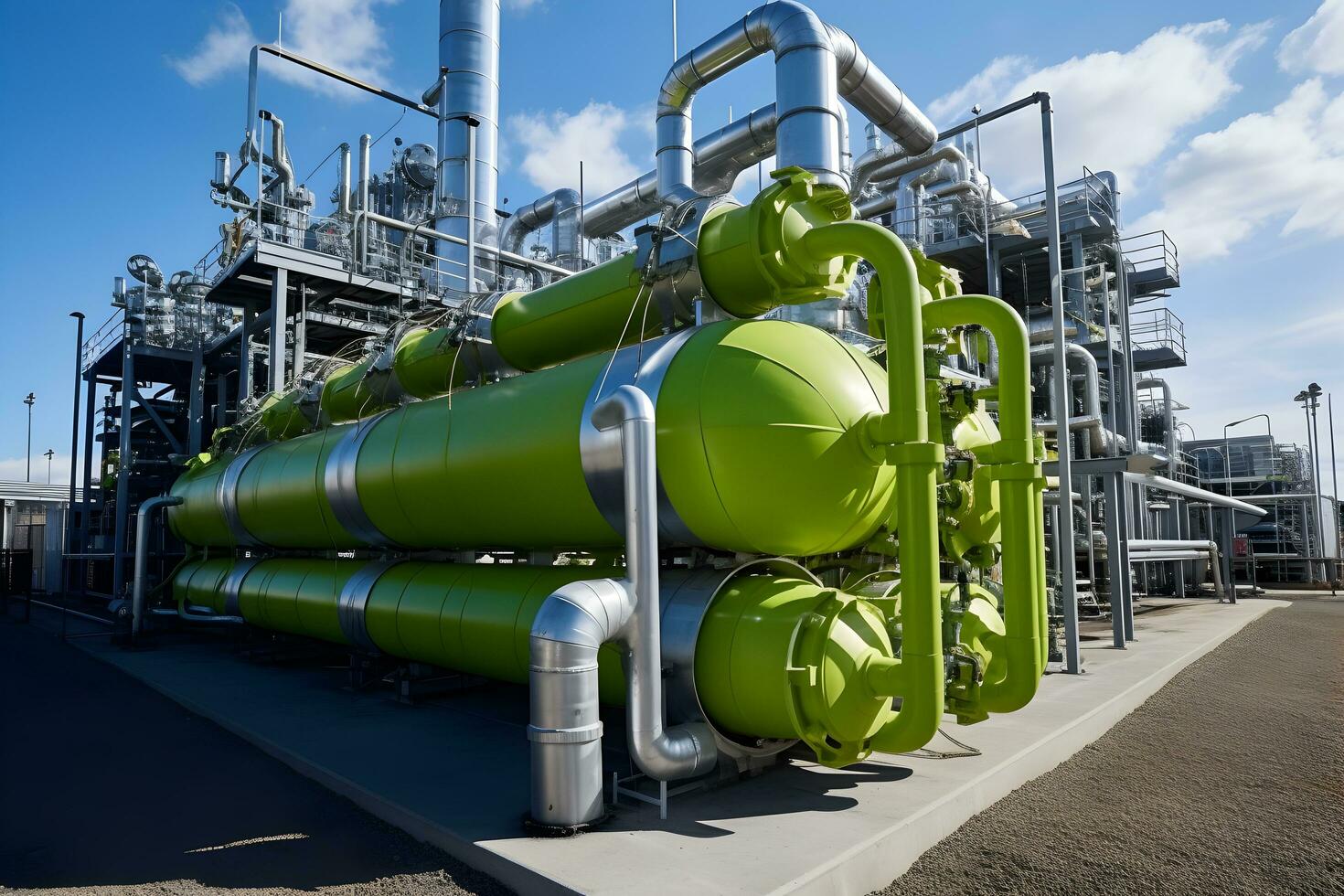Green Hydrogen renewable energy production pipeline ai generated photo