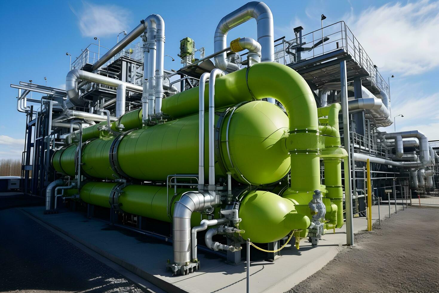 Green Hydrogen renewable energy production pipeline ai generated photo