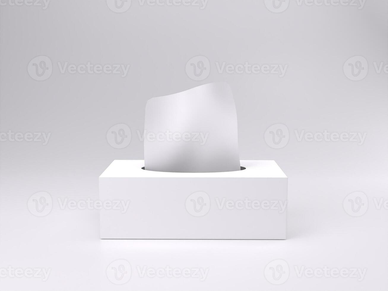 3D render empty white tissue box mockup template photo with white background side view