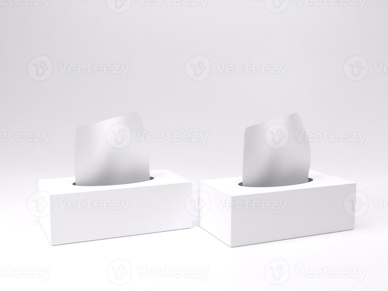 3D render empty white tissue box mockup template photo with white background side view