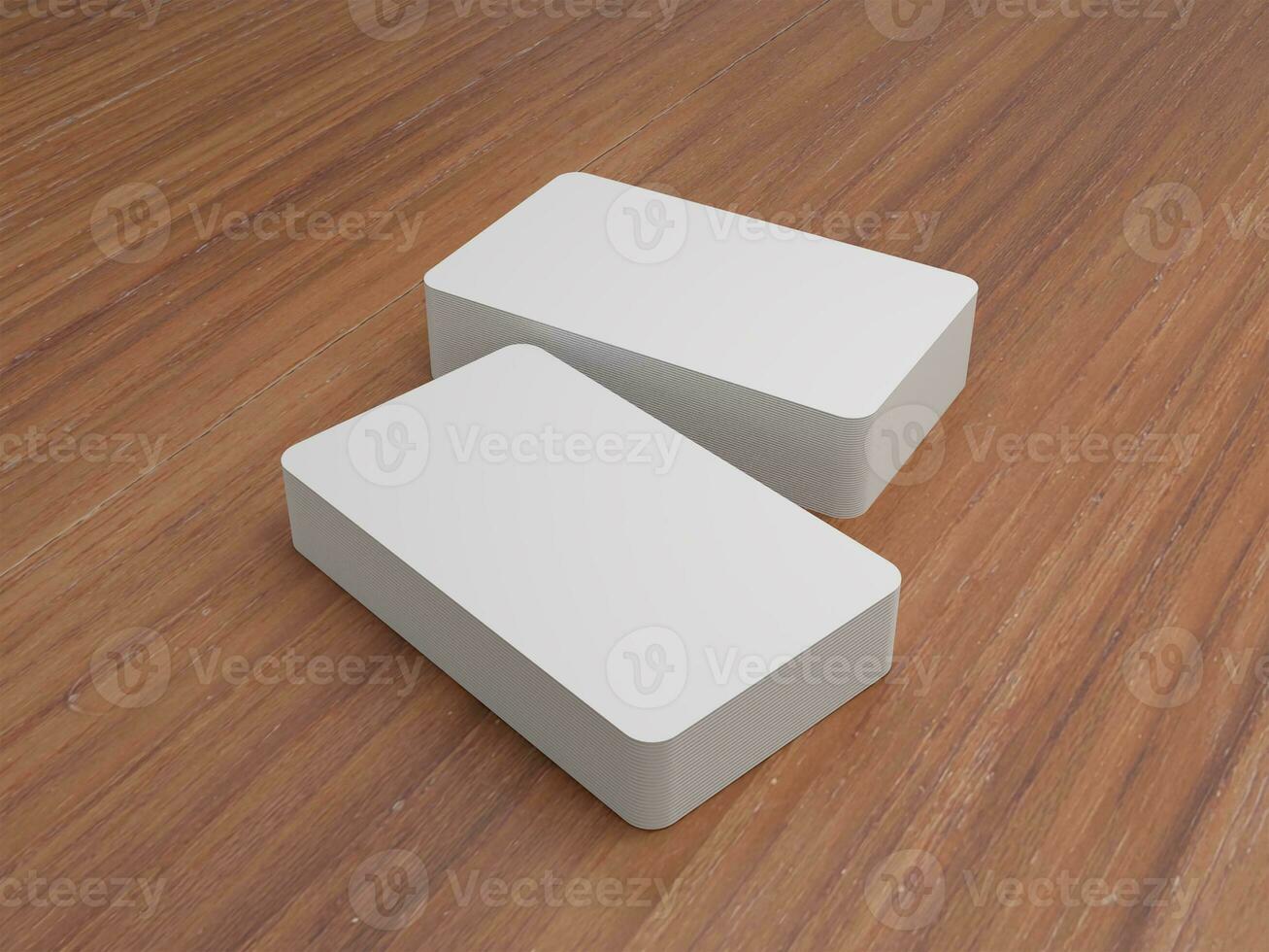 3D render empty white business card mockup template photo in white background side view.
