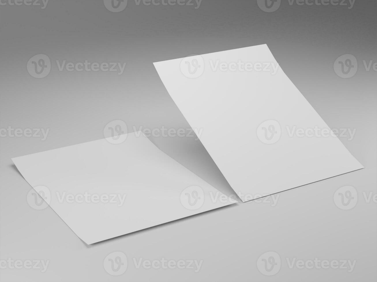 3d hacer dos blanco papel membretes para Bosquejo modelo con blanco antecedentes lado ver foto