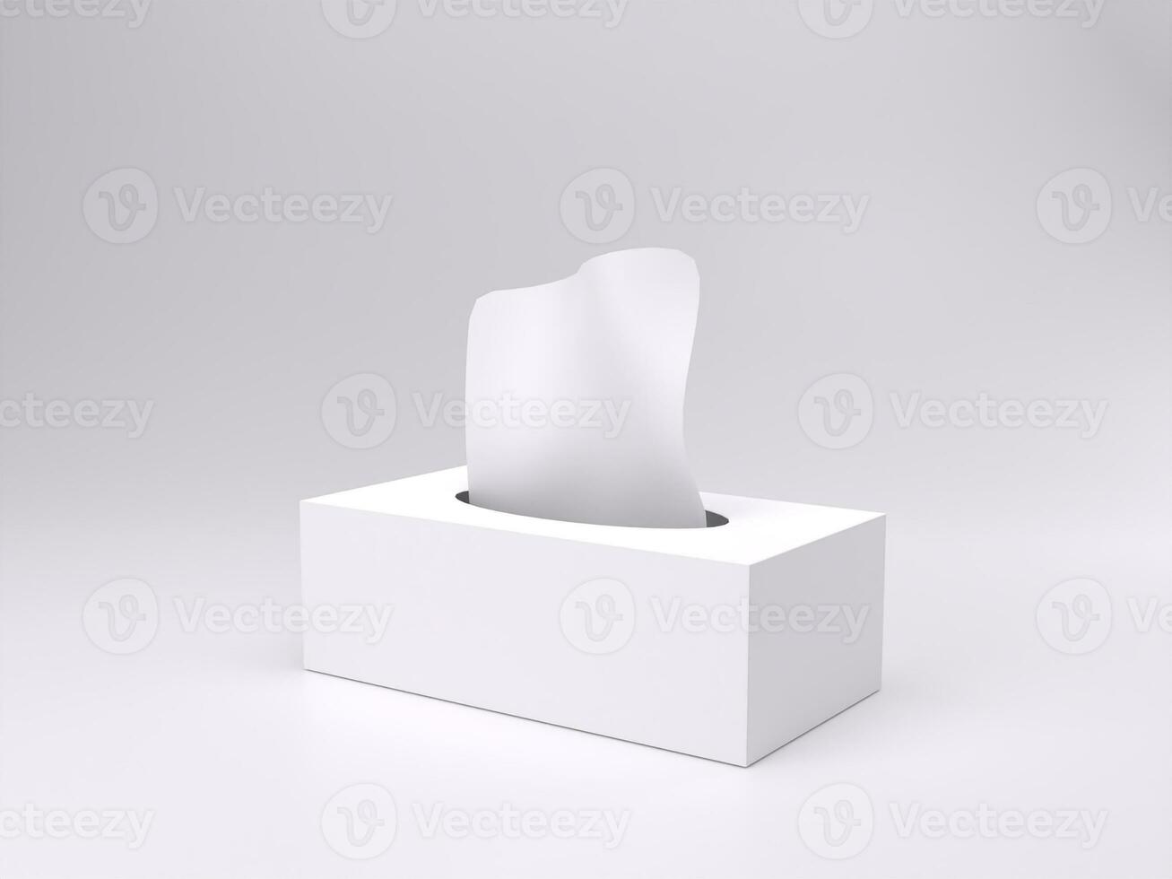 3d hacer vacío blanco pañuelo de papel caja Bosquejo modelo foto con blanco antecedentes lado ver