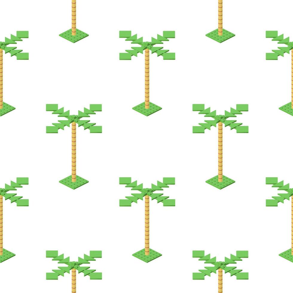 Pattern of palm trees in isometry on a white background. Vector