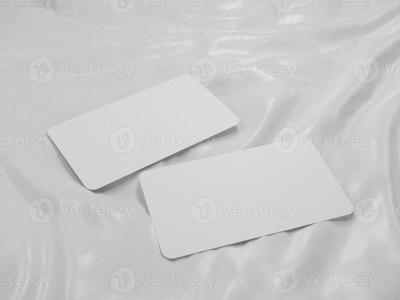 3D render empty white business card mockup template photo in white background side view.