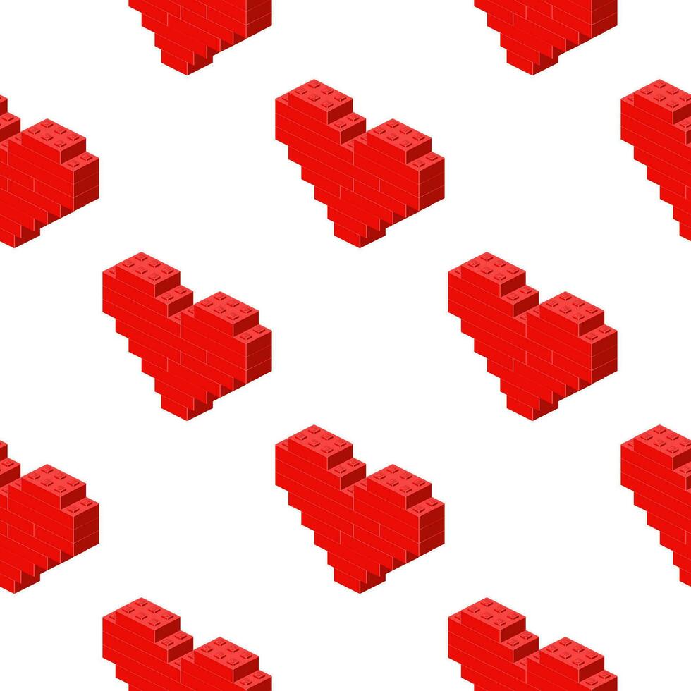 Pattern of hearts in isometry on a white background. Vector