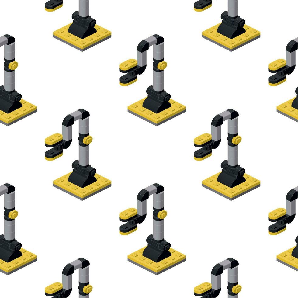 Pattern of robots in the form of a hand in isometry on a white background. Vector