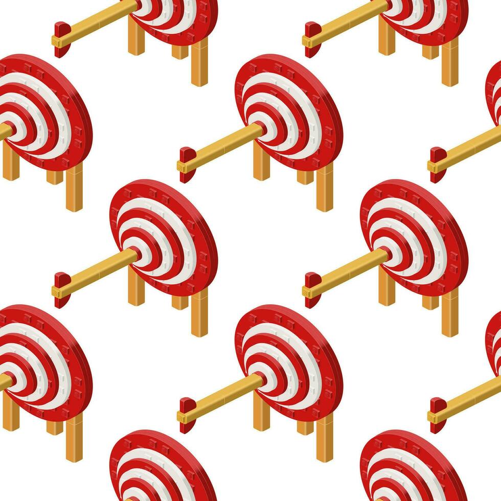 Pattern of archery targets in isometry on a white background. Vector