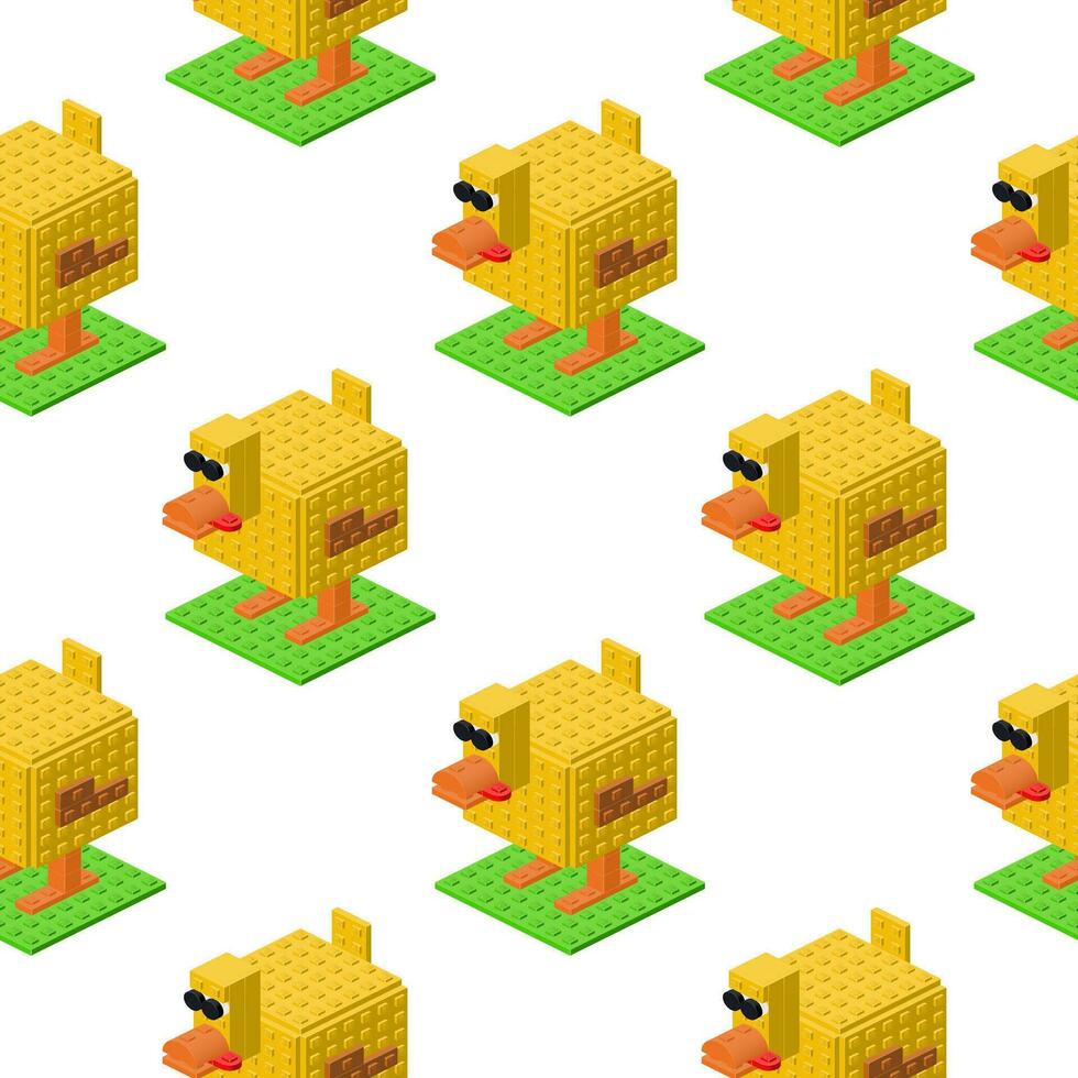 Isometric duck pattern. Vector clipart