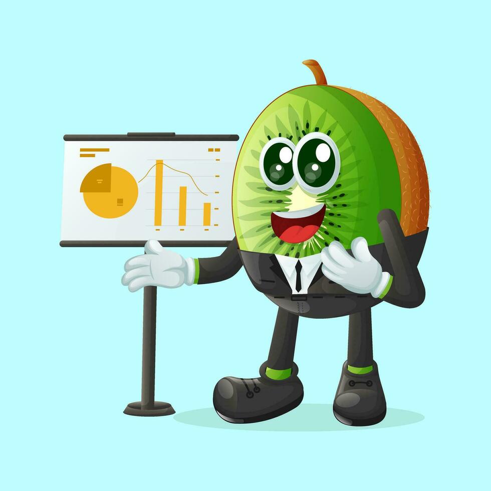 kiwi character making a presentation vector