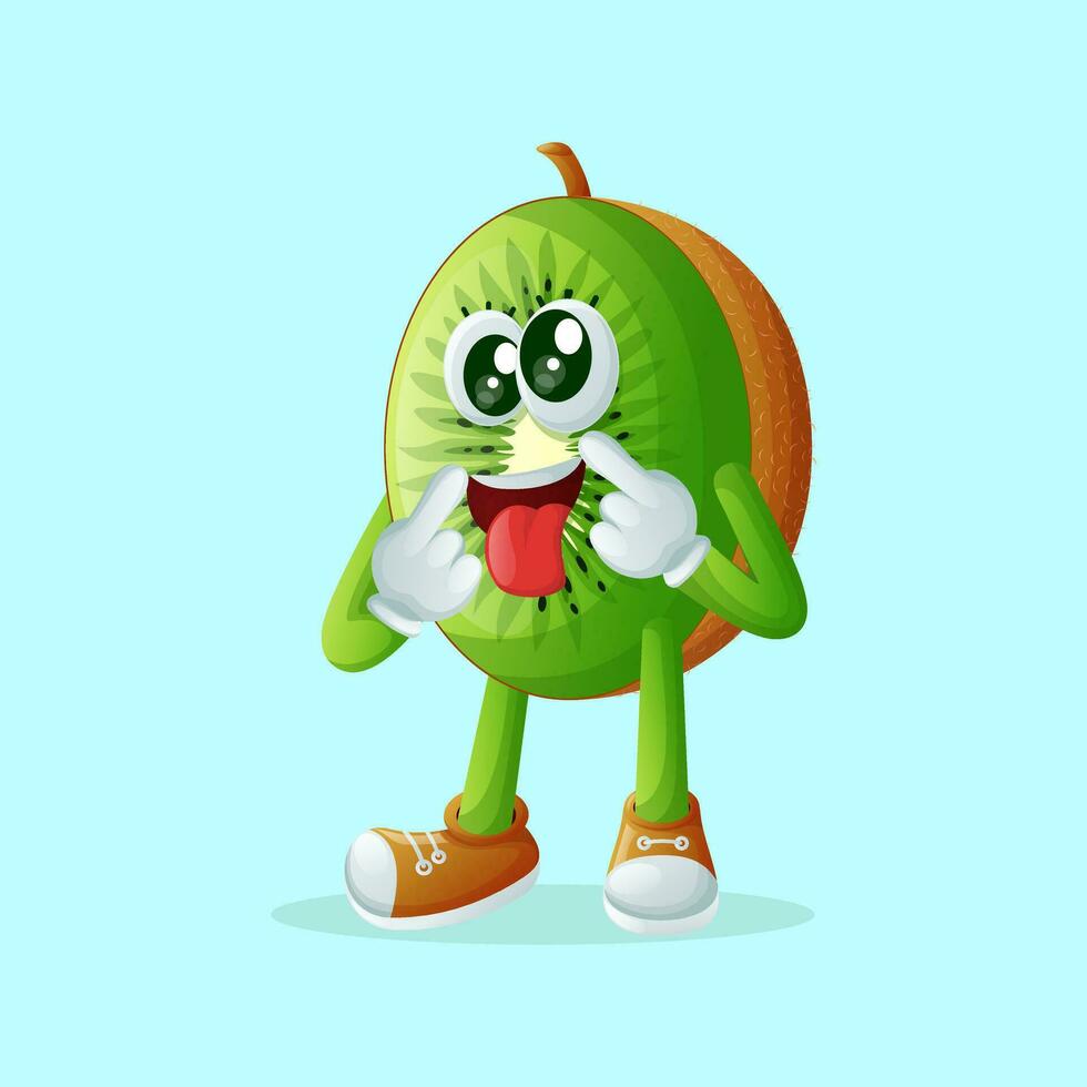 kiwi character with silly expression vector