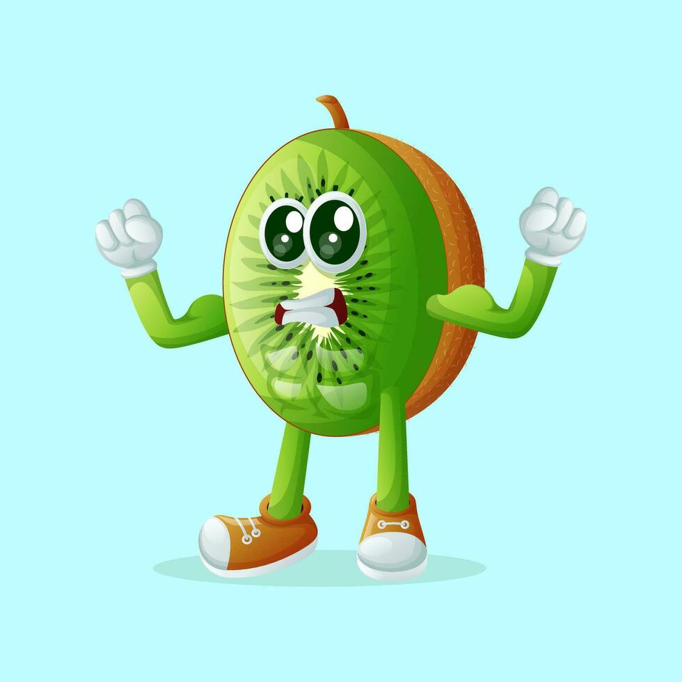 kiwi character showing off his muscles vector