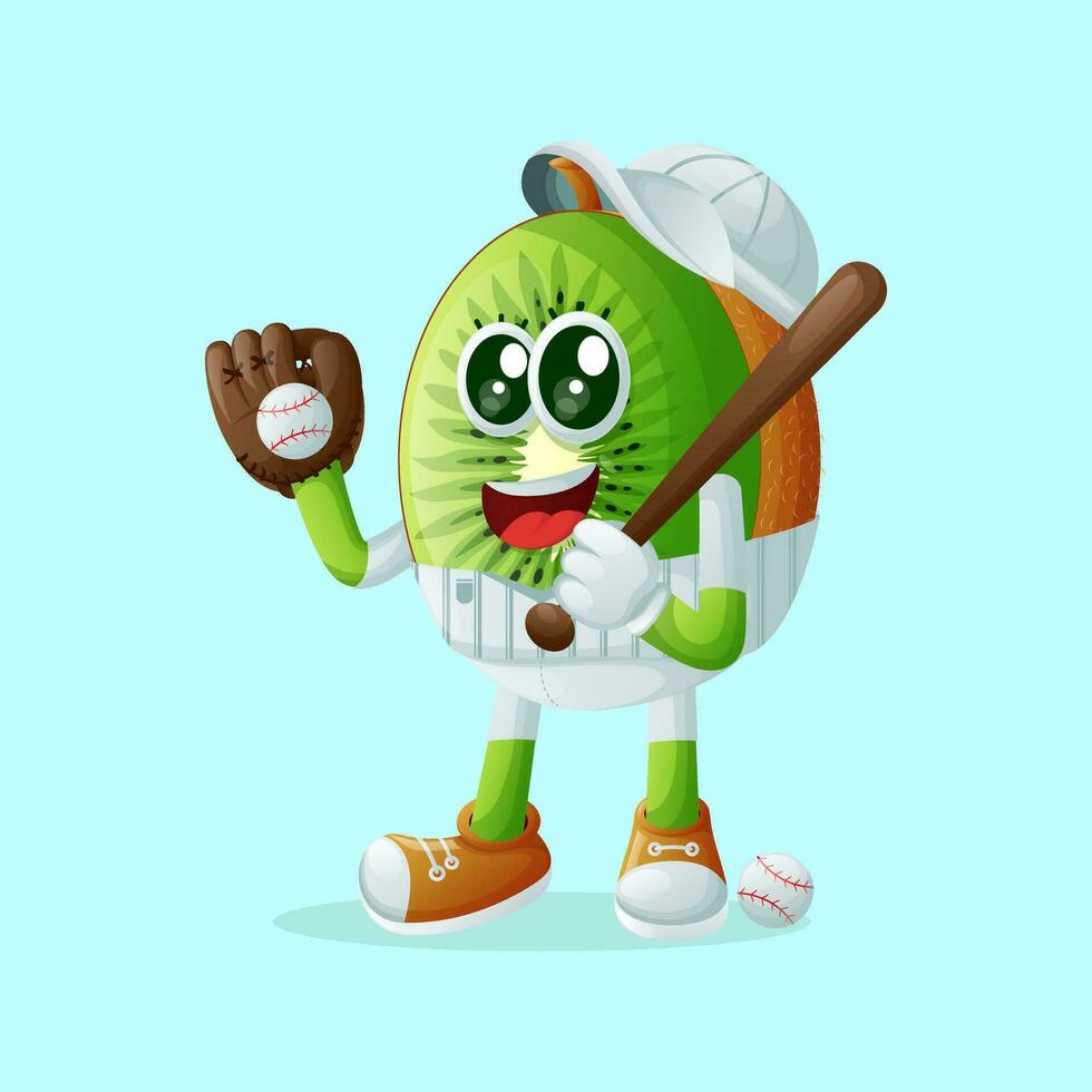 kiwi personaje jugando béisbol vector