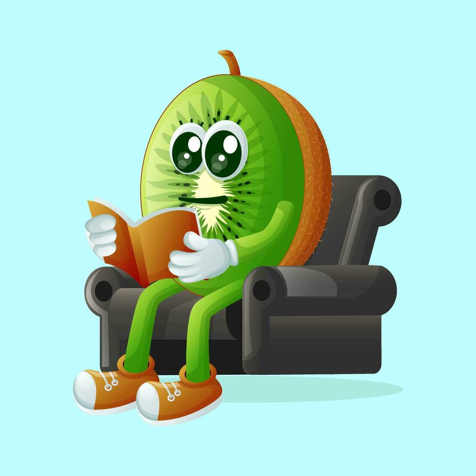 kiwi character reading a book vector