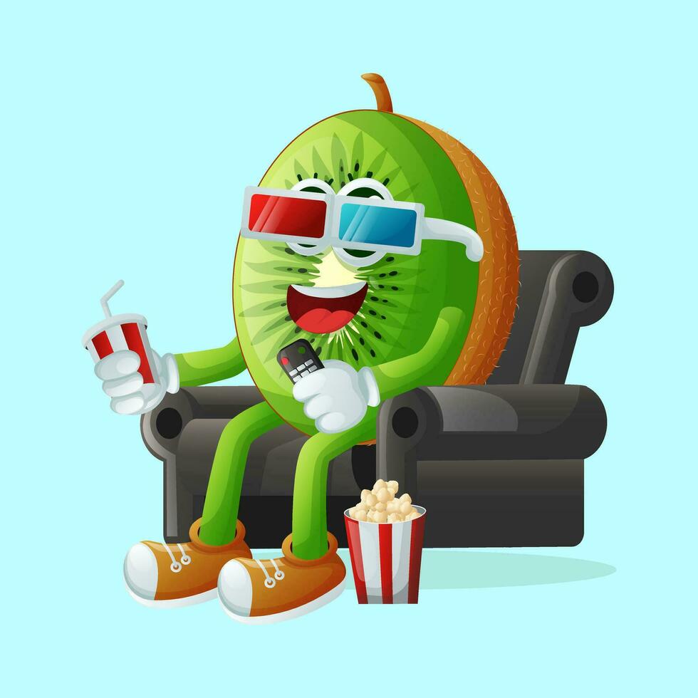 kiwi character watching TV vector