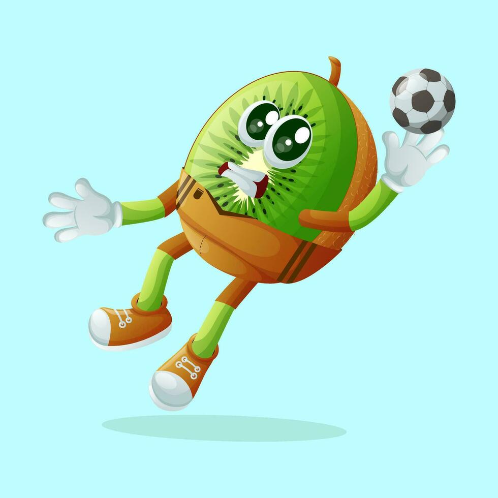 kiwi character blocking a shot as a goalkeeper vector