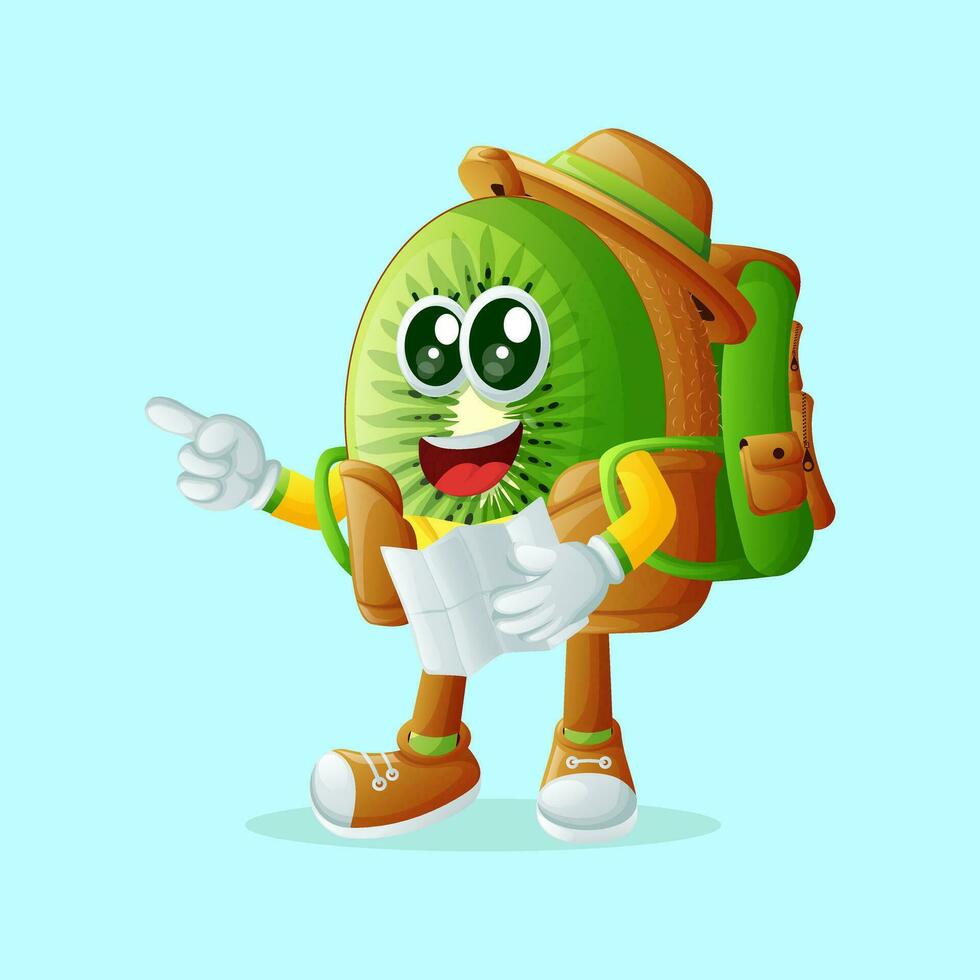 kiwi personaje como un turista vector