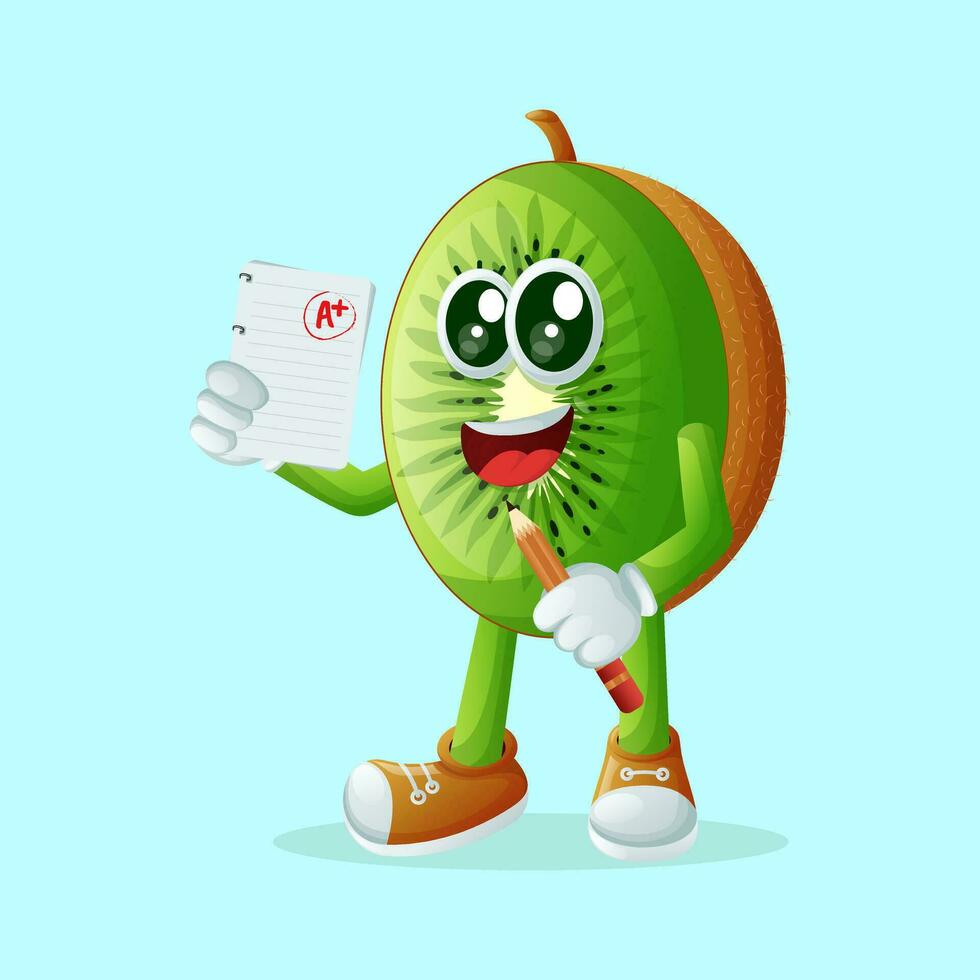 kiwi character show the results of the exam vector