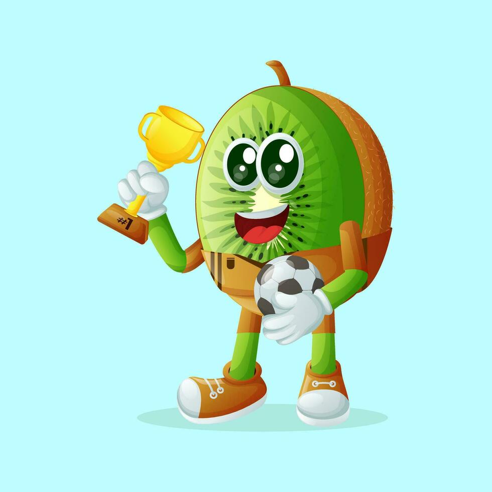 kiwi character holding trophy vector