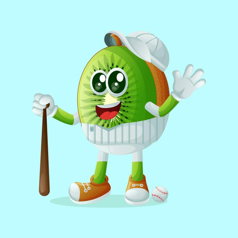 kiwi character playing baseball vector