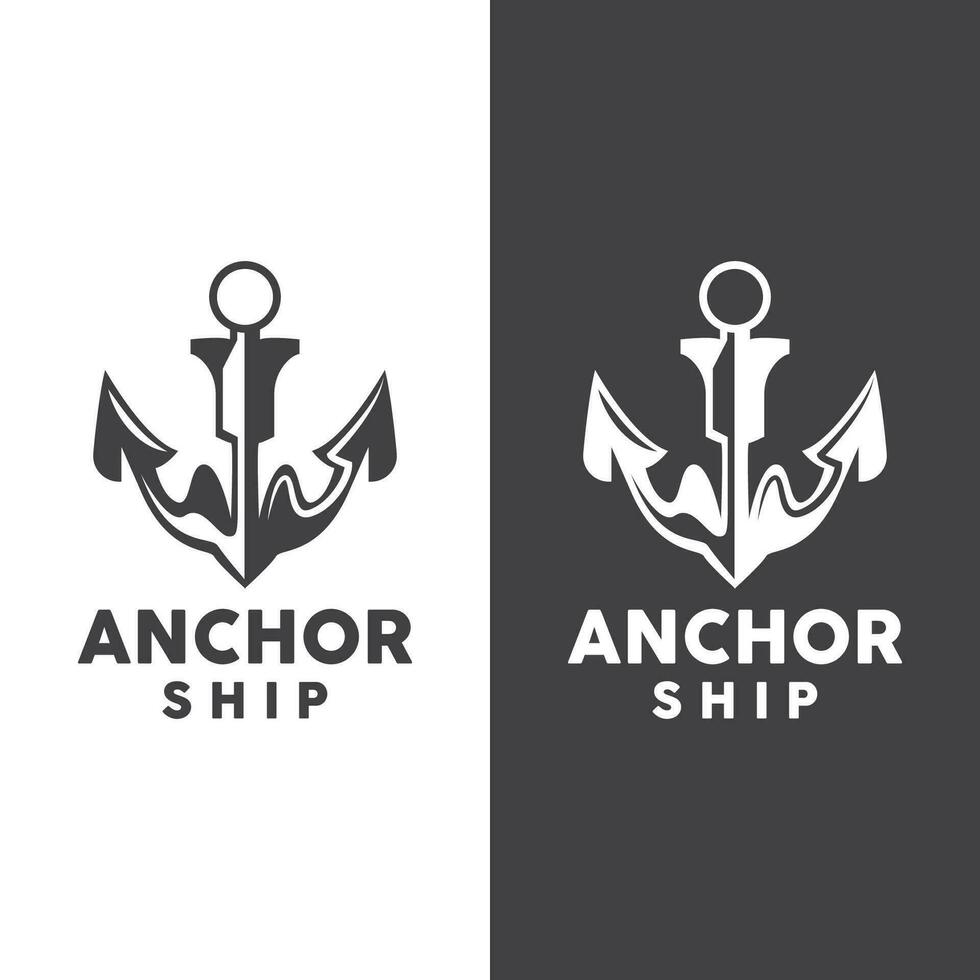 Simple Ship Anchor Logo Design, Silhouette Vector Illustration